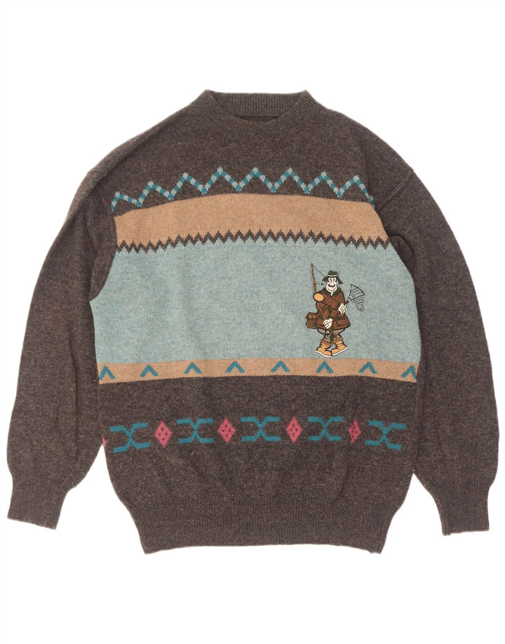 Pulover vintage pentru bărbați cu gât țestoasă IT 48 Medium Gri Colorblock