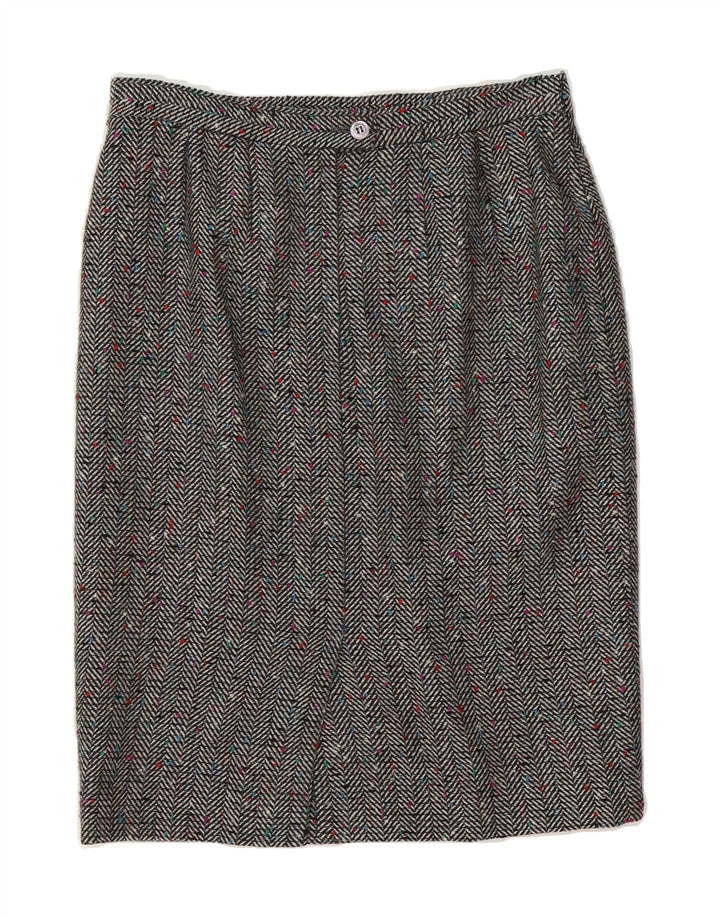 VINTAGE Womens Pencil Skirt IT 42 Medium W28  Grey Herringbone Wool Vintage Vintage and Second-Hand Vintage from Messina Hembry 