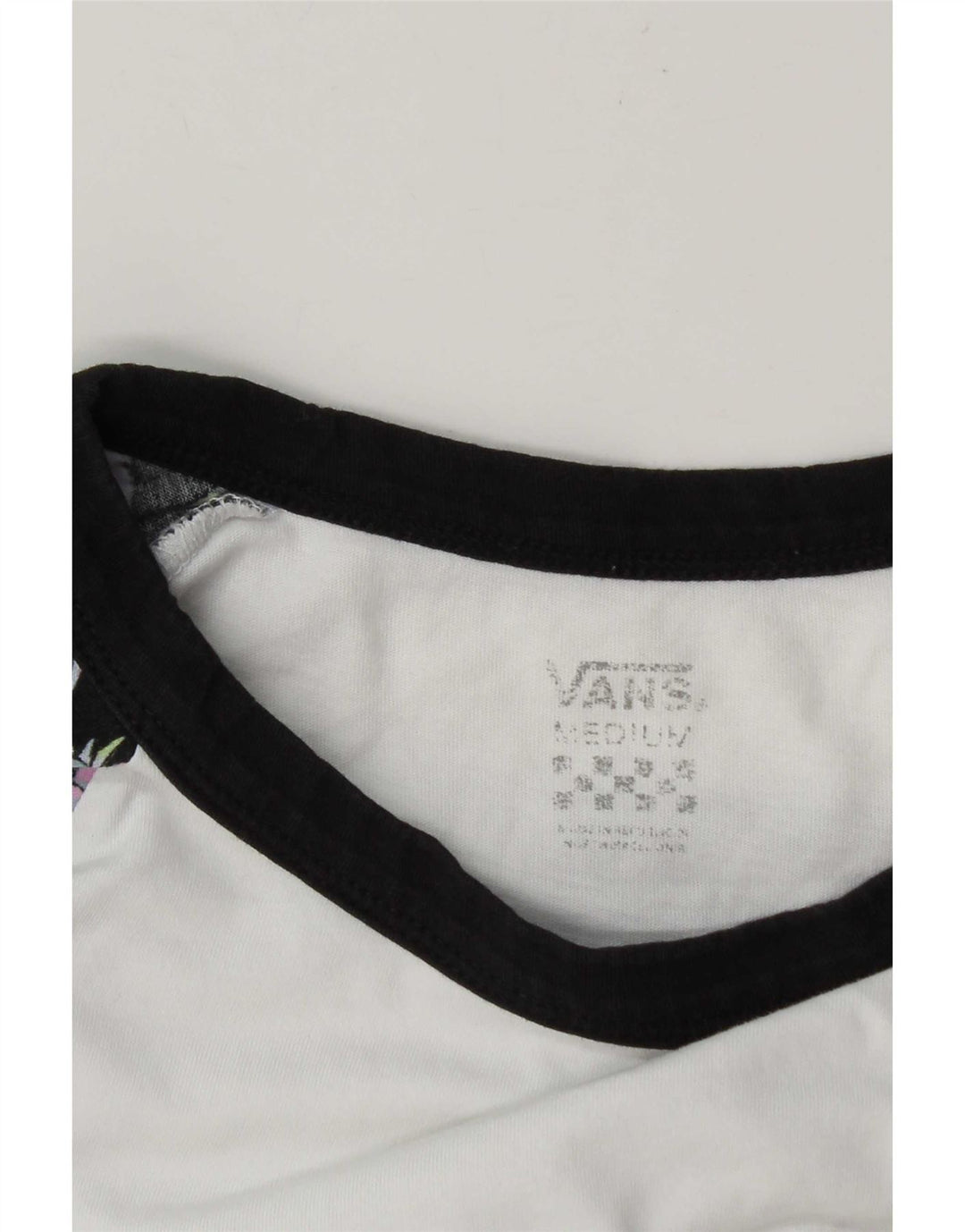 Top pentru femei Vans cu mâneci 3/4 UK 14 Medium White Colorblock