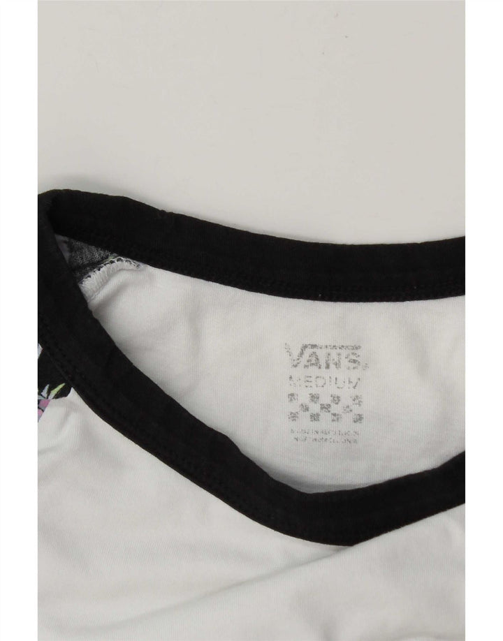 Top pentru femei Vans cu mâneci 3/4 UK 14 Medium White Colorblock