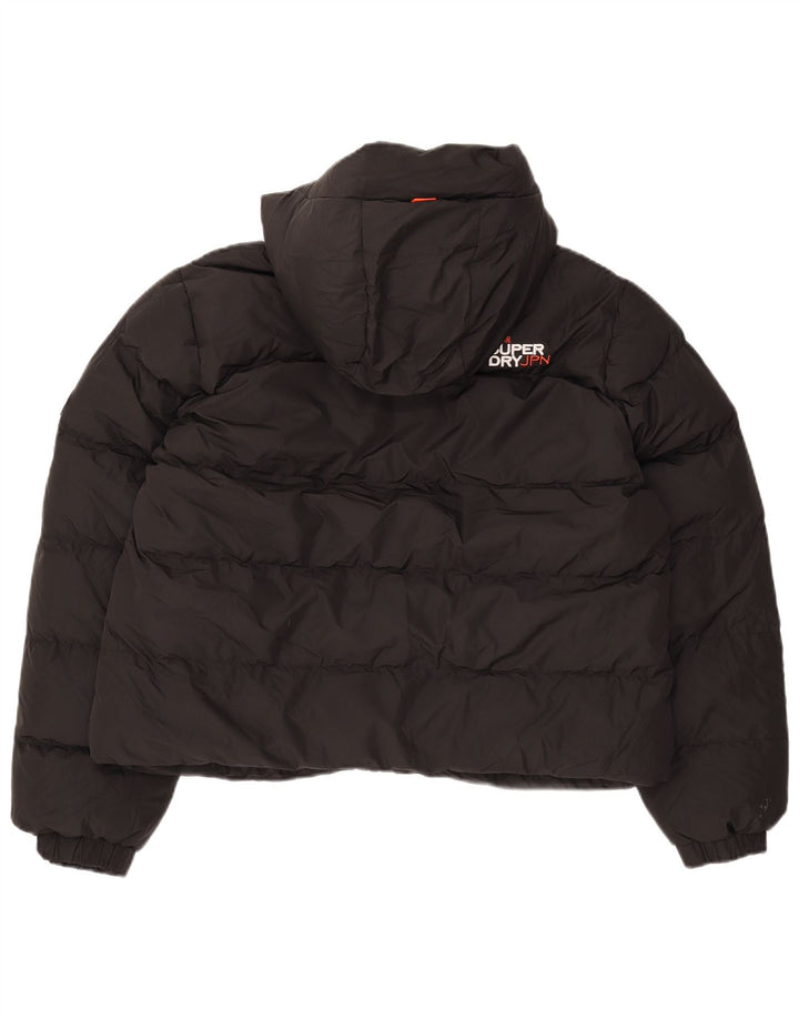 Jachetă căptușită cu glugă Superdry pentru femei UK 16, mare, negru, poliester