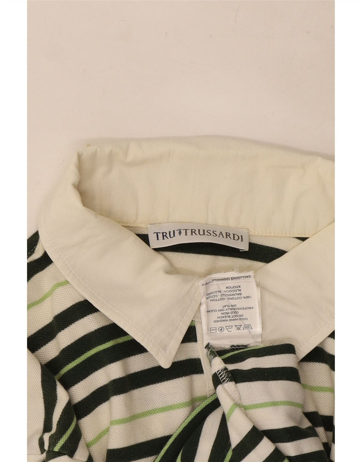 Tricou polo Trussardi pentru bărbați, bumbac cu dungi multicolore medii
