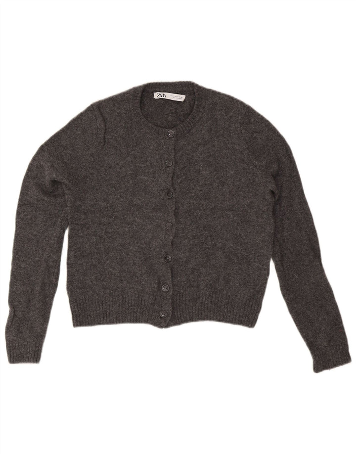 Pulover cardigan pentru femei Zara UK 10, lână gri mică