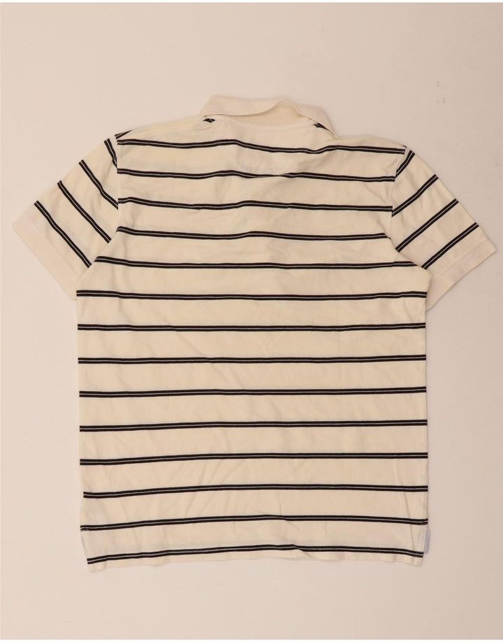 Tricou polo Massimo Dutti pentru bărbați, bumbac cu dungi alb, mediu