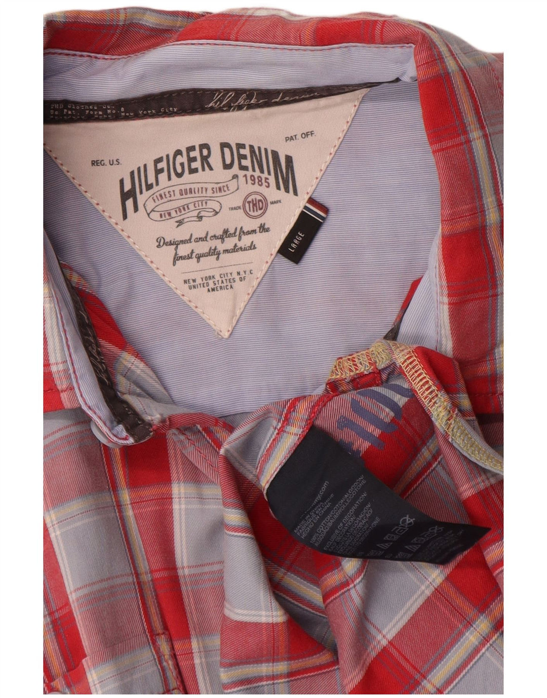 Cămașă cu mânecă scurtă pentru bărbați Tommy Hilfiger, bumbac cu carouri roșii mari