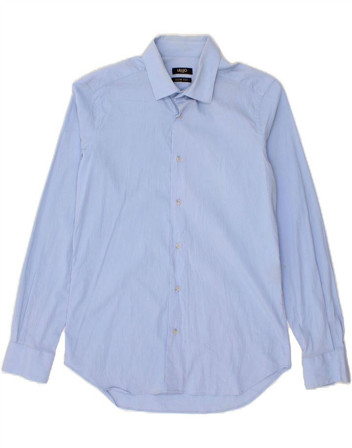 LIU JO Mens Slim Fit Shirt Size 41 Medium Blue Cotton Vintage Liu Jo and Second-Hand Liu Jo from Messina Hembry 