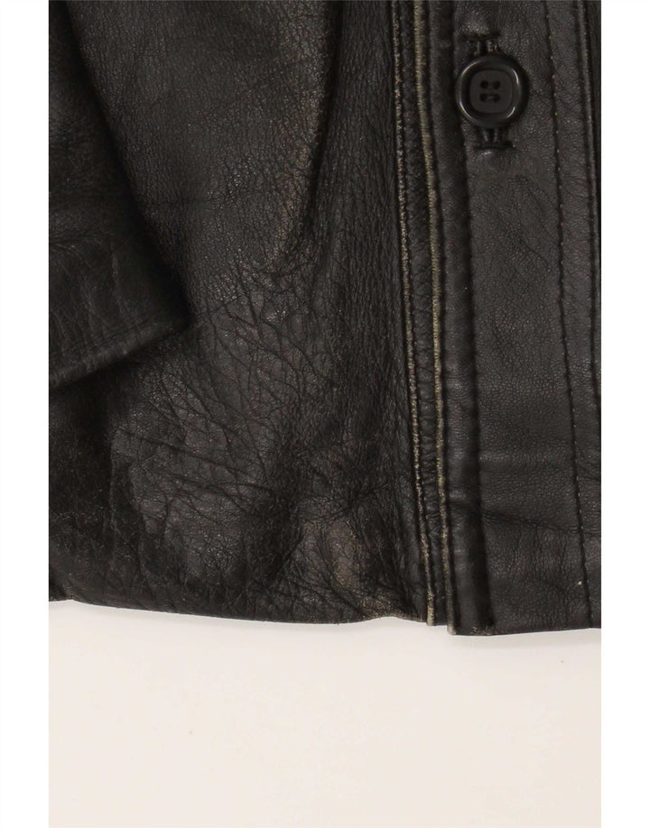 Jachetă de piele vintage pentru bărbați UK 36 Small Black