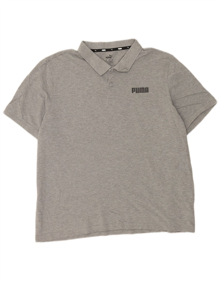 Tricou polo pentru bărbați Puma 2XL, bumbac gri cu pete