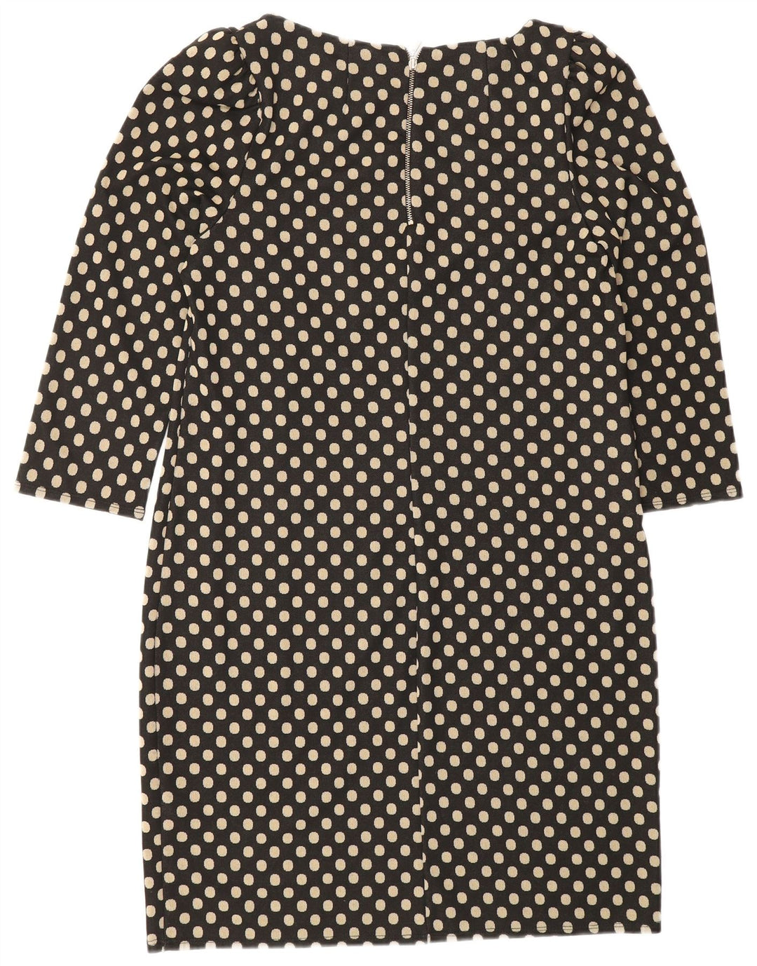 WALLIS Womens 3/4 Sleeve Shift Dress UK 12 Medium  Black Polka Dot