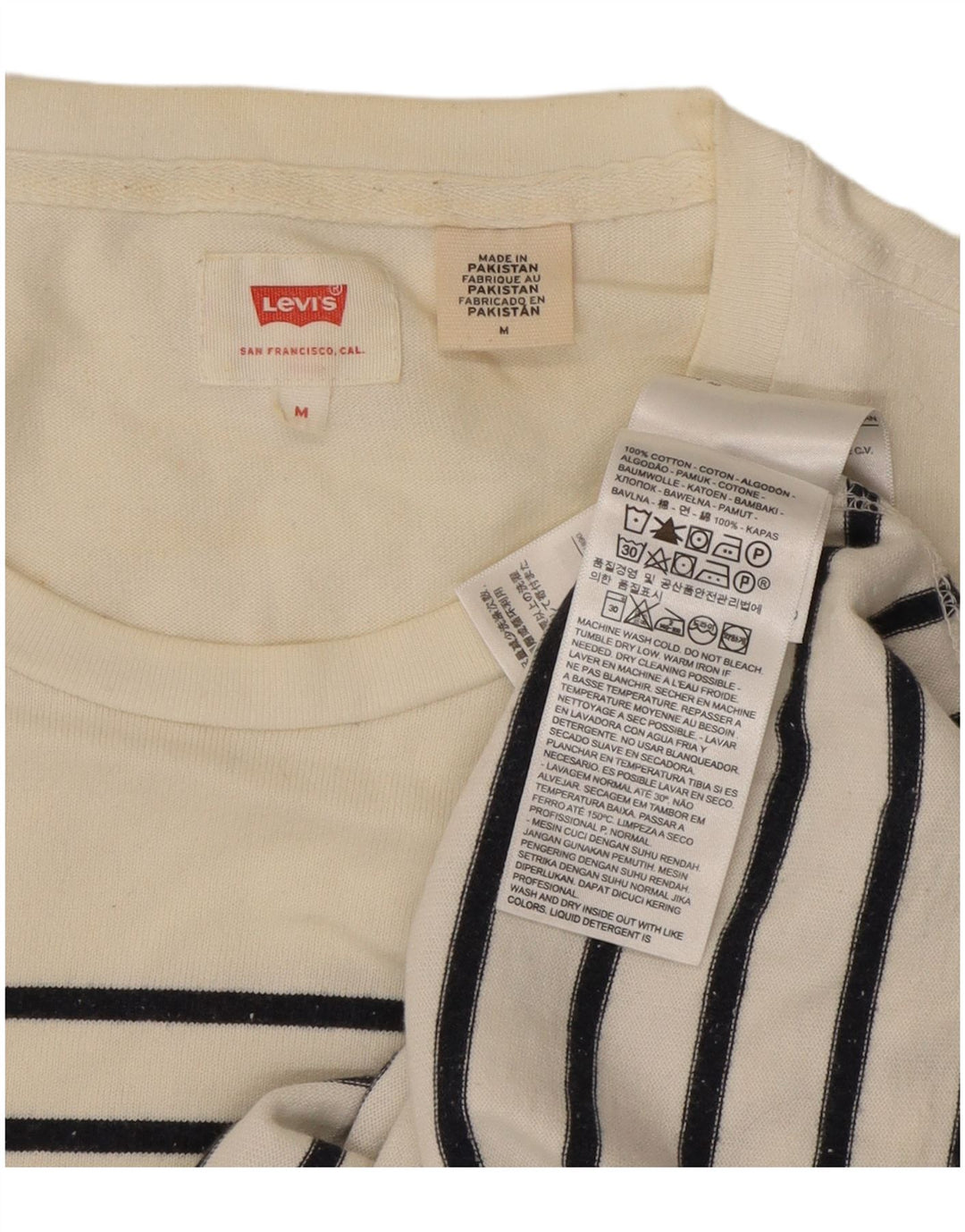 Top Levi's pentru bărbați cu mânecă lungă, bumbac cu dungi albe medii