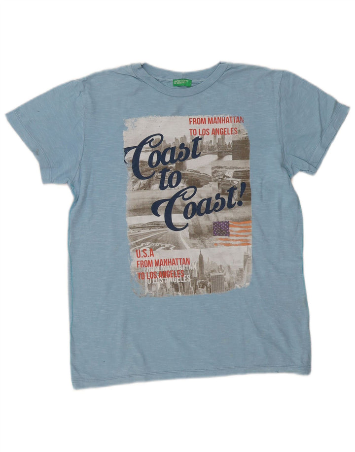 Tricou grafic Benetton pentru femei Top UK 14 Medium Blue