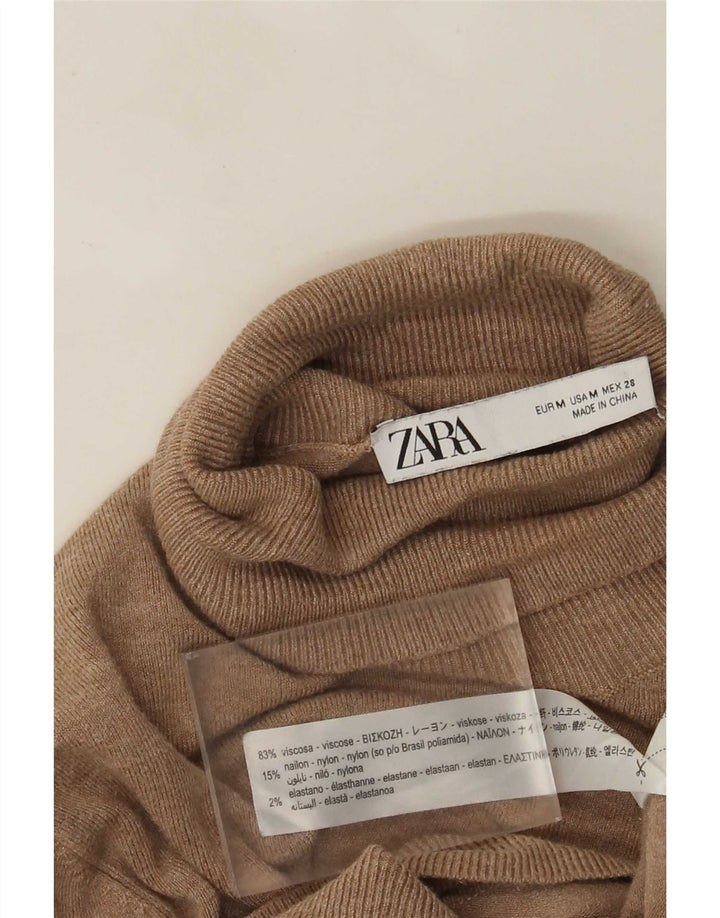 Pulover pentru femei Zara cu gât rulat, UK 12, viscoză mediu bej