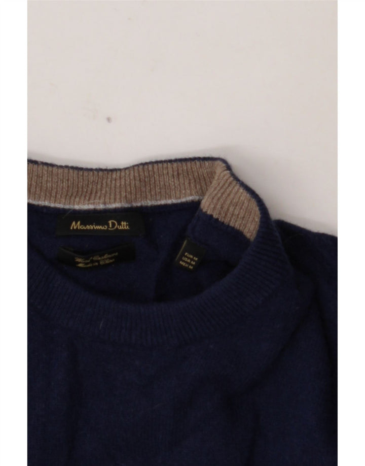 MASSIMO DUTTI Pulover pentru bărbați cu gât crew pulover mediu din lână bleumarin