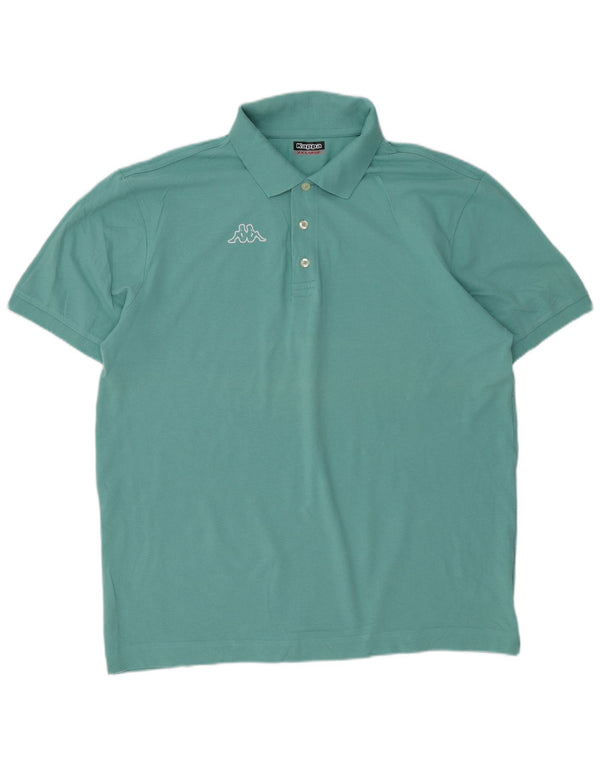 Kappa Mens Graphic Polo Shirt 2XL Turquoise Cotton