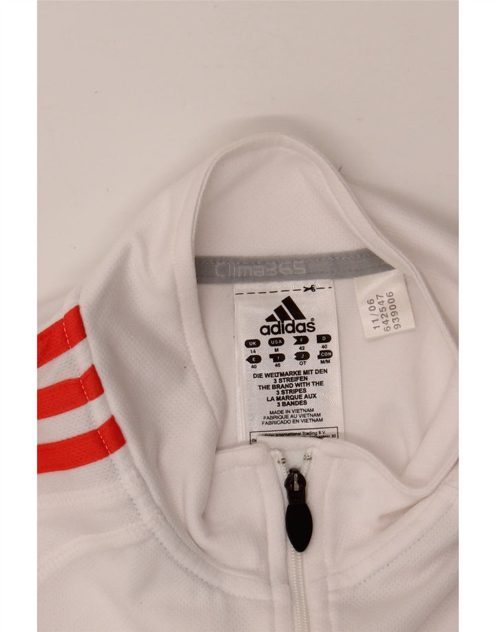 ADIDAS Womens Clima 365 Zip Neck Pullover Tracksuit Top UK 14 Medium White Vintage Adidas and Second-Hand Adidas from Messina Hembry 