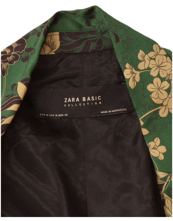 Jachetă Blazer deschisă pentru femei Zara UK 14 Poliester floral verde mediu