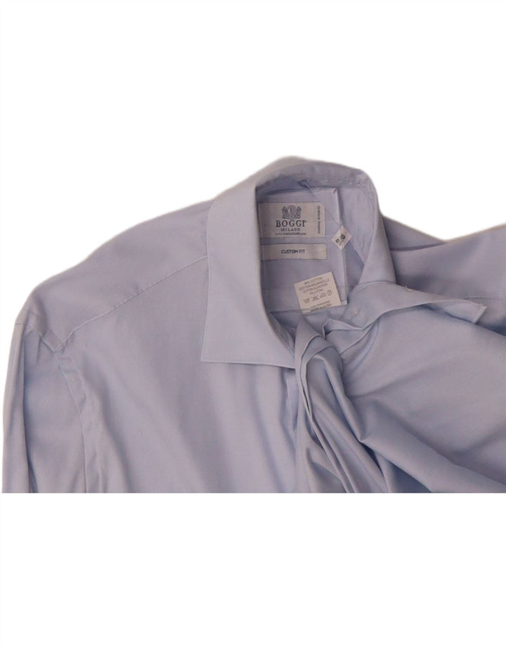 BOGGI Mens Milano Custom Fit Shirt Size 15 1/2 39 Medium Blue Vintage Boggi and Second-Hand Boggi from Messina Hembry 