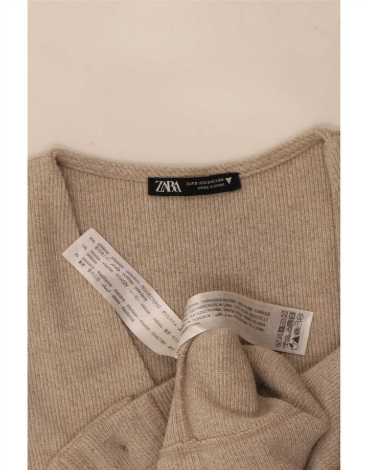 Top cardigan pentru femei Zara UK 10 mic, bej, poliester