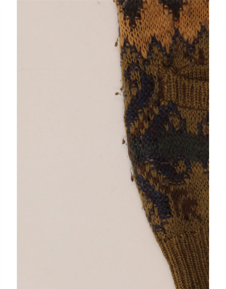 NANI BON Pulover cardigan fără mâneci pentru bărbați IT 52 Large Khaki Fair Isle