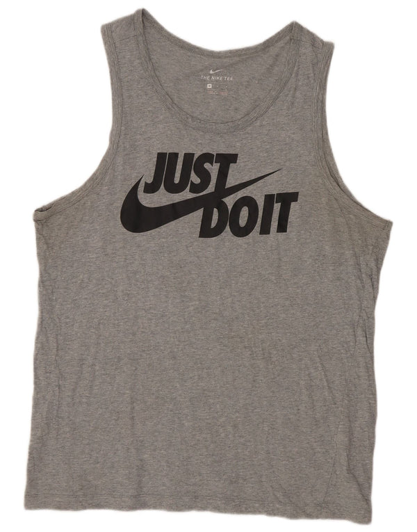 Nike Mens Regular Fit Graphic T-Shirt Top Medium Grey Cotton Sports