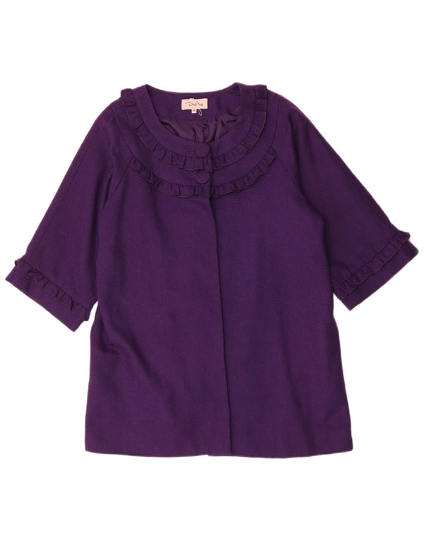 Jachetă pentru femei Darling, mânecă 3/4, cu 2 nasturi, lână violetă UK 18 XL