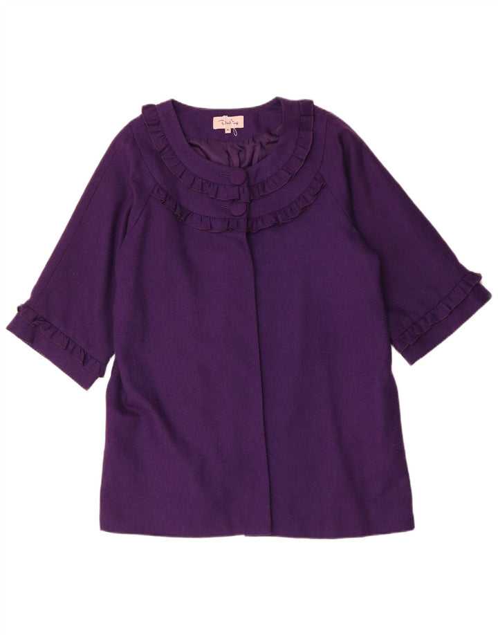 Jachetă pentru femei Darling, mânecă 3/4, cu 2 nasturi, lână violetă UK 18 XL