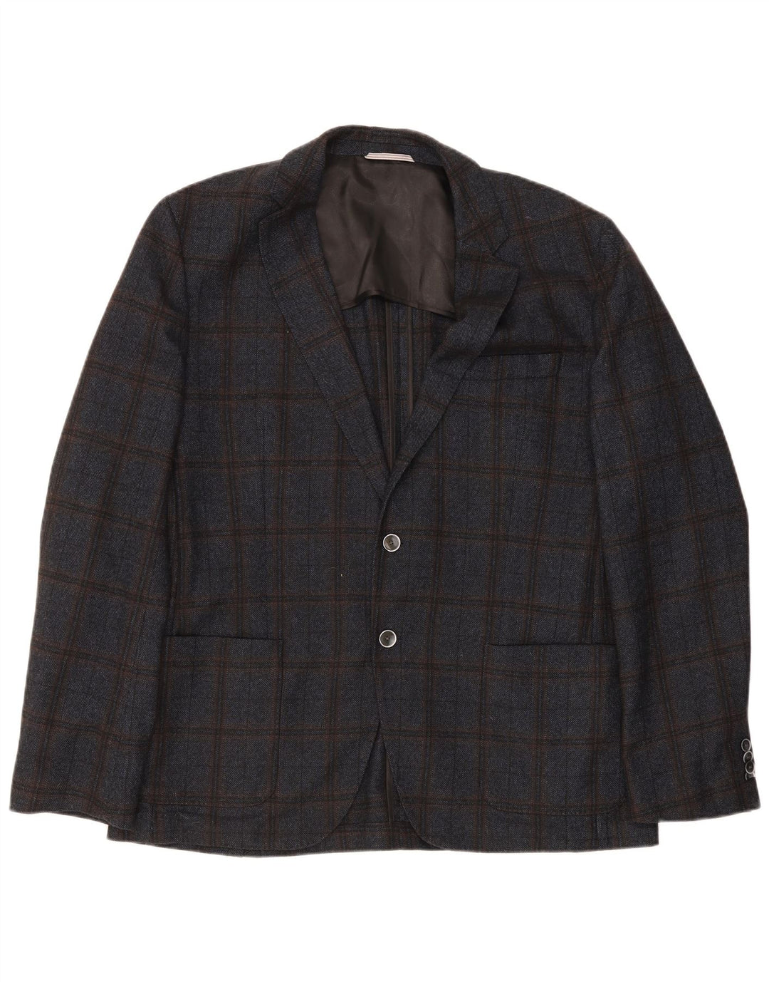 Blazer pentru bărbați Hugo Boss cu 2 nasturi EU 56 3XL Lână cu carouri bleumarin