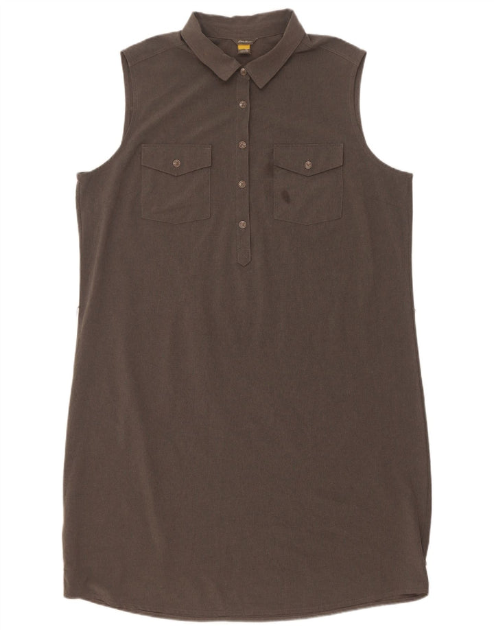 Rochie cămașă cu pulover fără mâneci pentru femei Eddie Bauer UK 18 XL poliester gri