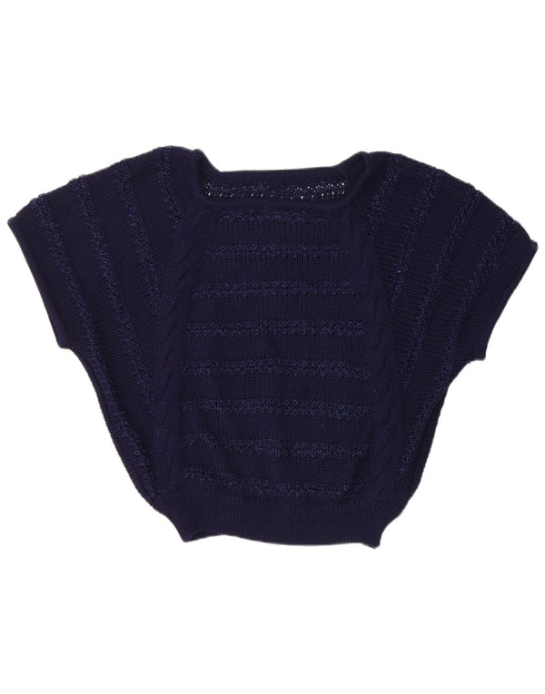 Vintage Womens Loose Fit Vest Tank Top UK 14 Medium Bleumarin Dungat