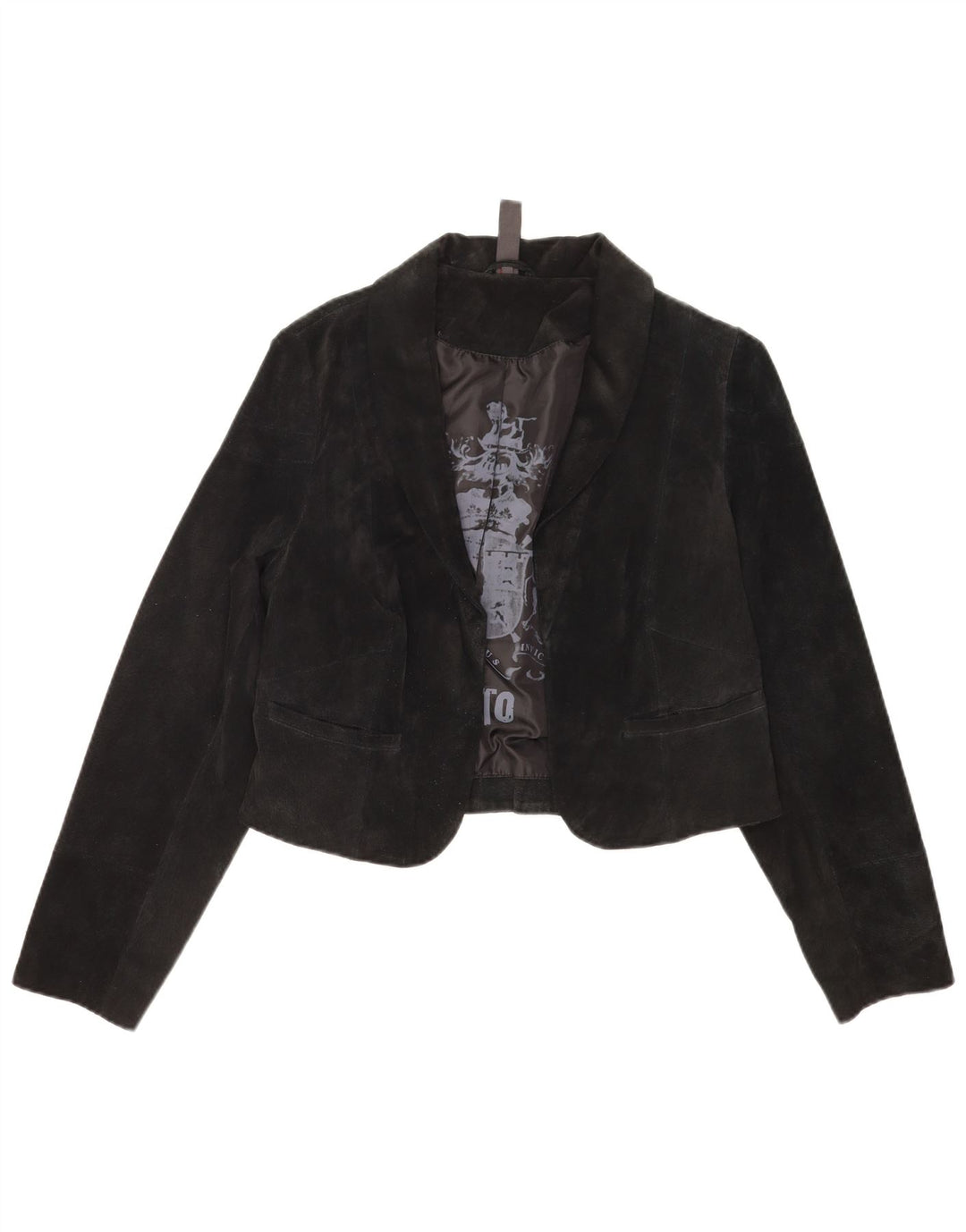 Jachetă Bolero Vintage de piele intoarsa pentru femei IT 40 Small Black