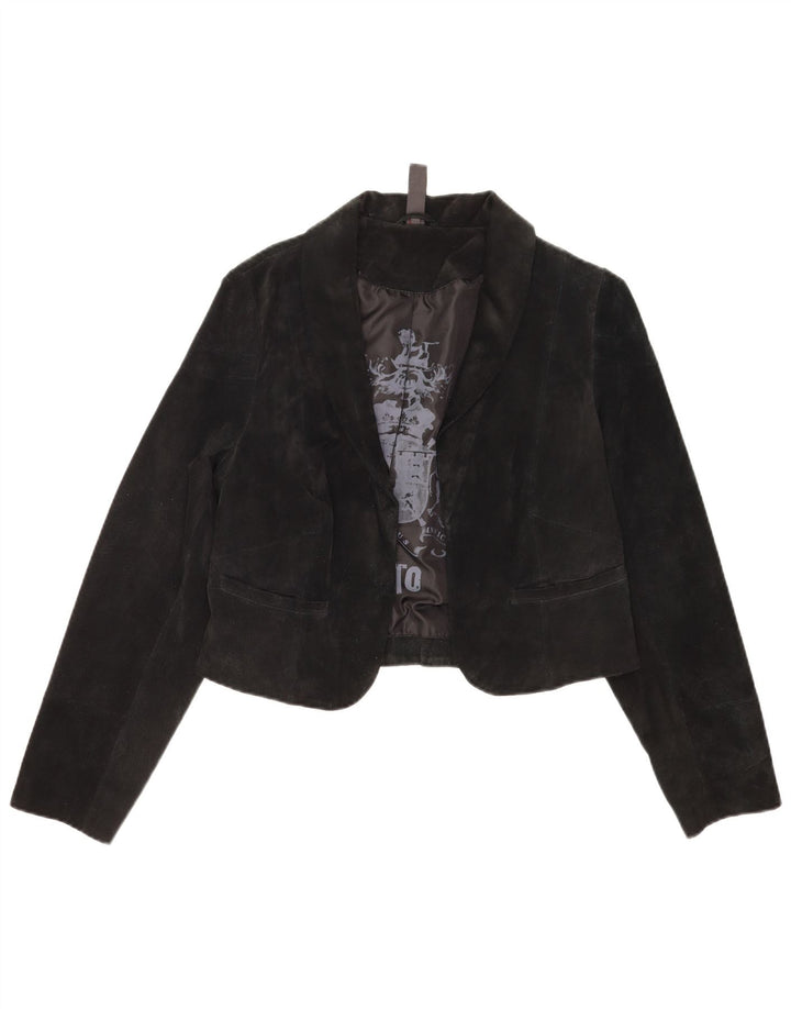 Jachetă Bolero Vintage de piele intoarsa pentru femei IT 40 Small Black