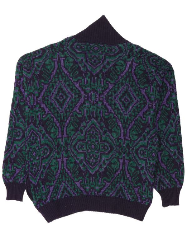 Pulover Cardigan Vintage pentru bărbați IT 52 Mare Bleumarin Geometric