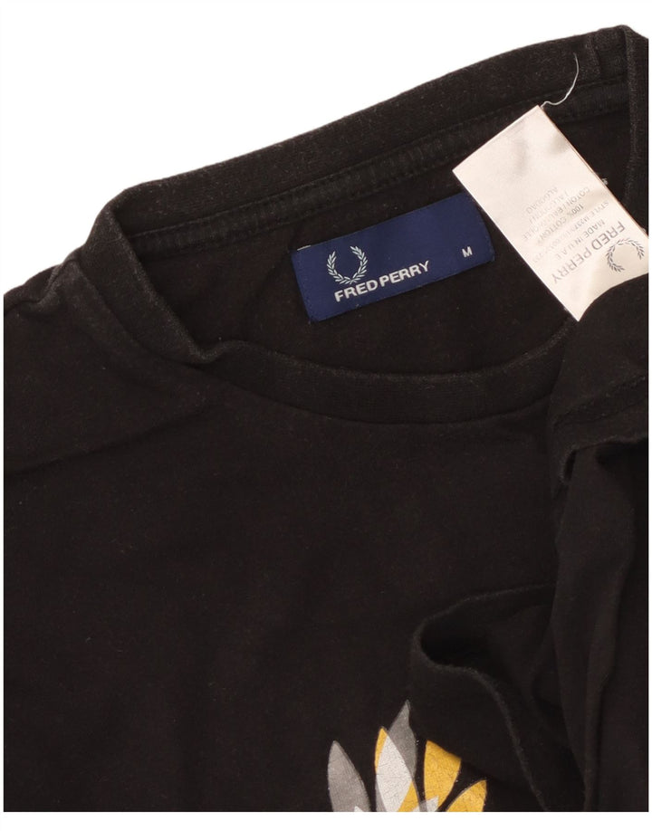 Tricou grafic Fred Perry pentru bărbați Top mediu din bumbac negru