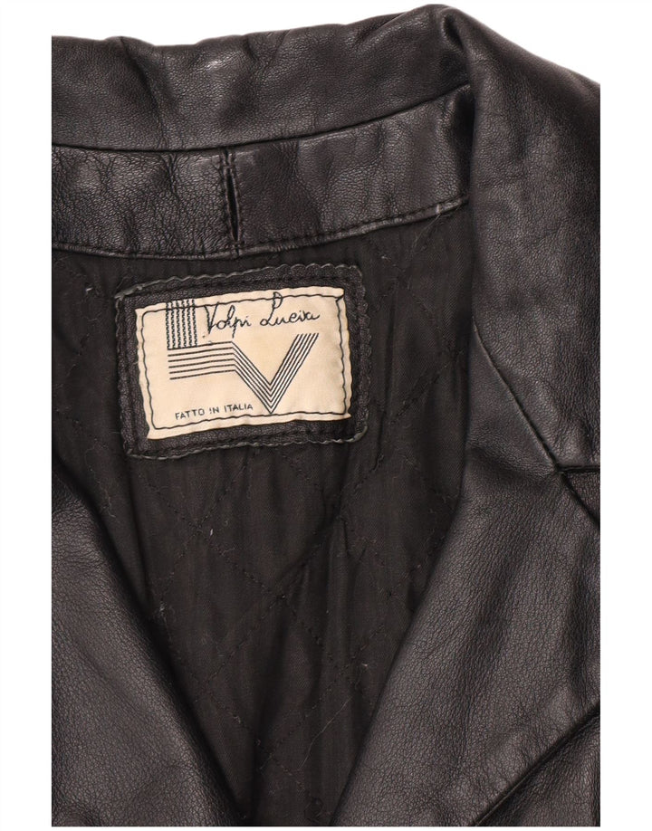 Palton din piele vintage pentru femei UK 12 Medium Black