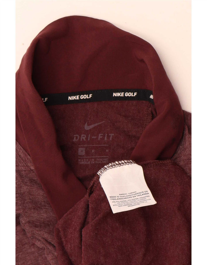 Tricou polo Nike Golf cu mânecă lungă pentru bărbați, poliester burgundă mediu