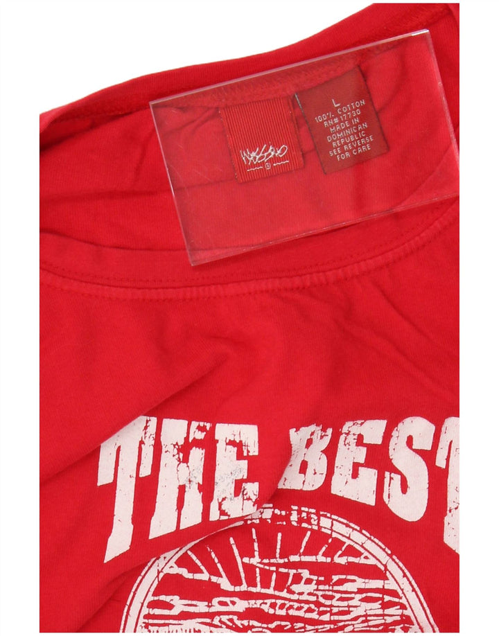 MOSSIMO Crop Graphic Top pentru femei cu mânecă lungă UK 16, mare, roșu, bumbac