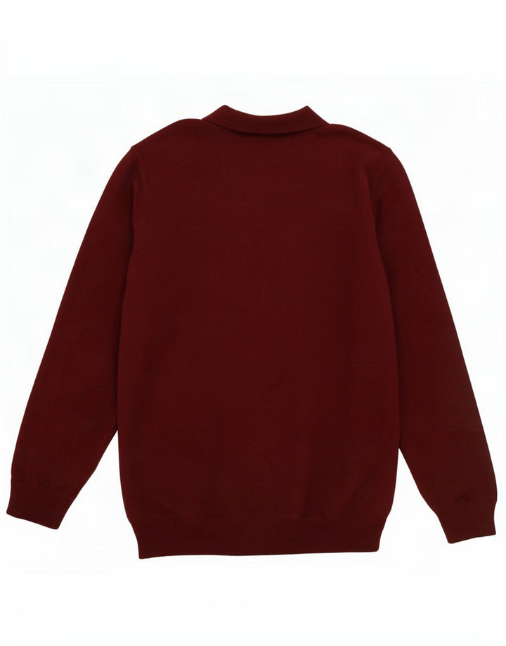 Massimo Dutti Pulover pentru bărbați cu gât polo, lână mare bordeaux