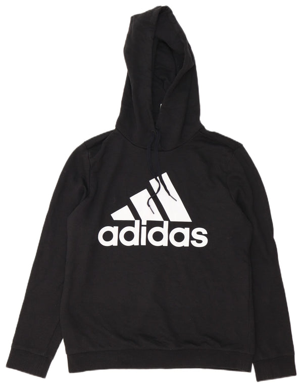 Pulover cu glugă cu grafic Adidas pentru femei UK 16/18, mare, negru, bumbac
