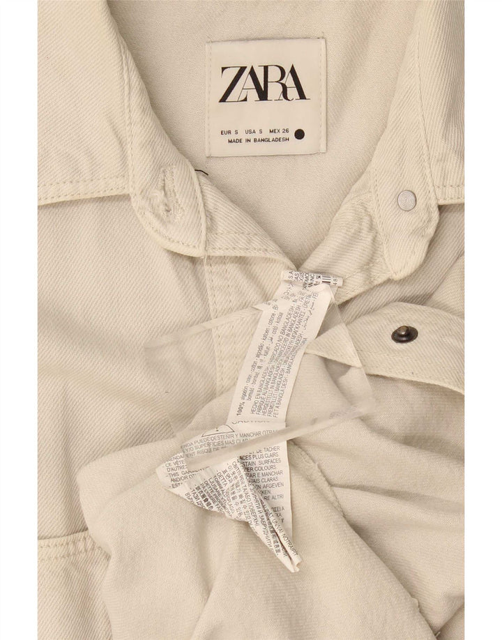 Cămașă supradimensionată pentru femei Zara din denim UK 10 mic, bej, bumbac