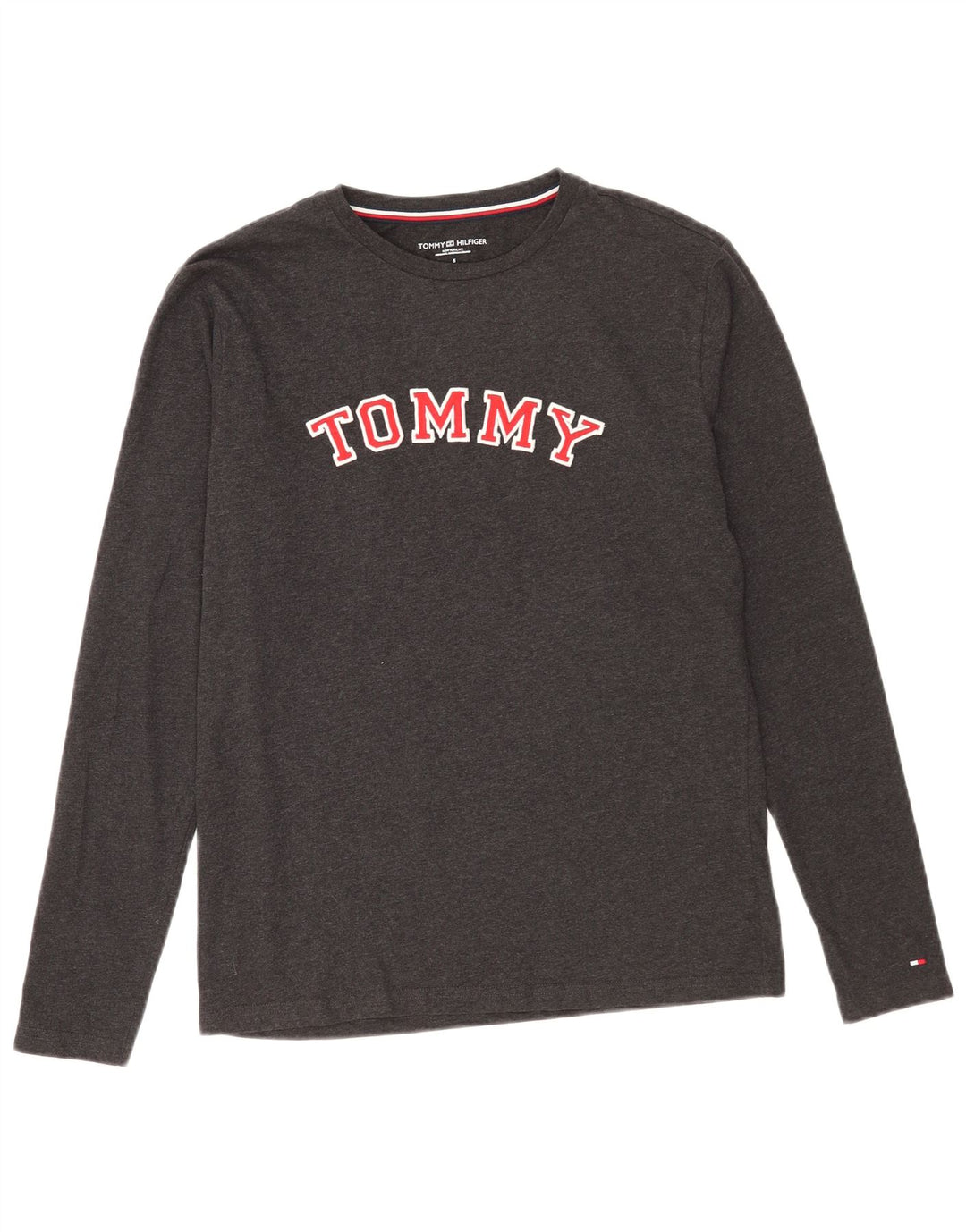 Top grafic pentru bărbați Tommy Hilfiger cu mânecă lungă, bumbac gri mic