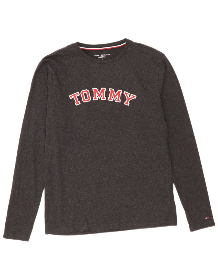 Top grafic pentru bărbați Tommy Hilfiger cu mânecă lungă, bumbac gri mic