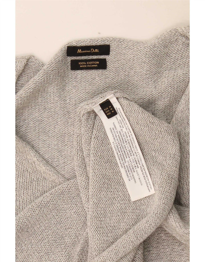 Pulover cu decolteu în V Massimo Dutti pentru femei UK 14, bumbac cu pete gri mediu