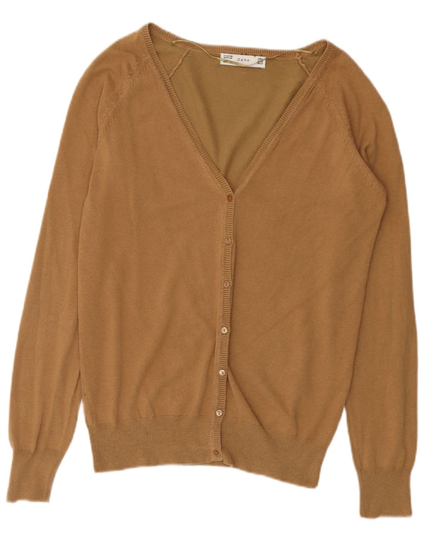 Pulover cardigan pentru femei Zara UK 18 XL maro bumbac