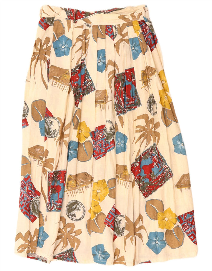 Fusta midi vintage pentru femei W28 Medium Off White Floral