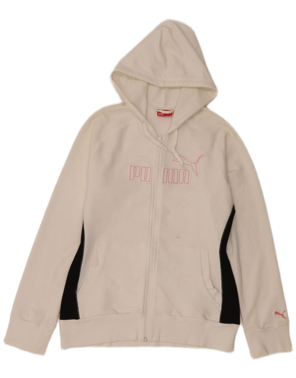 Pulover Puma Graphic Zip pentru femei UK 18 XL, bumbac color bloc alb