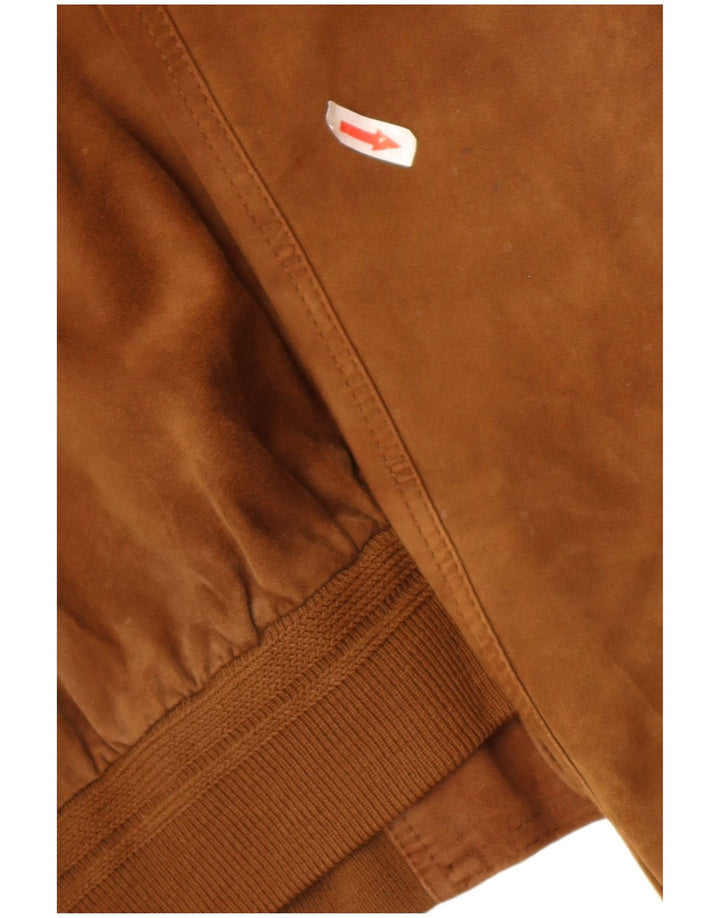 Bomber vintage pentru bărbați din piele intoarsa IT 50 mare, maro, din piele