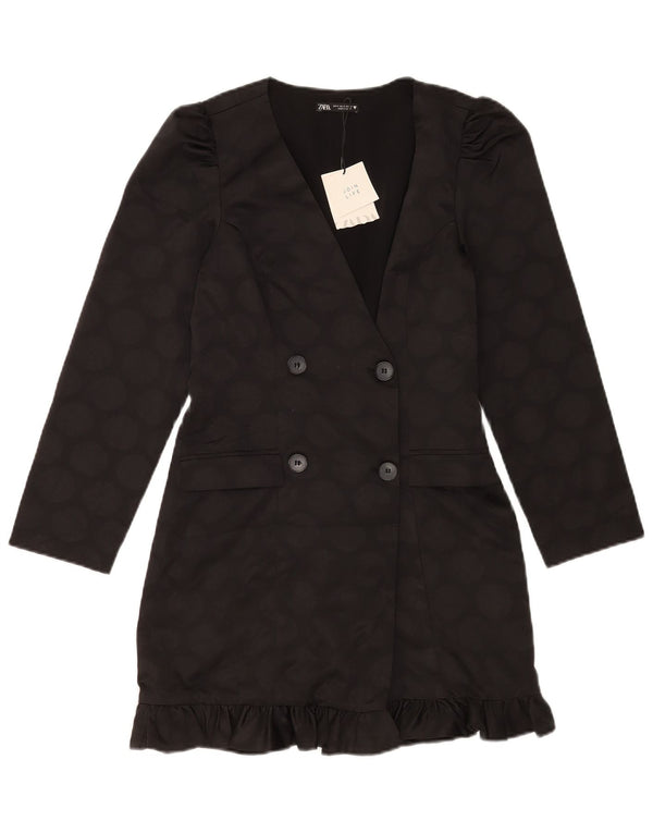Jachetă Blazer pentru femei Zara, cu două piepturi, UK 10 Mic Negru Geometric