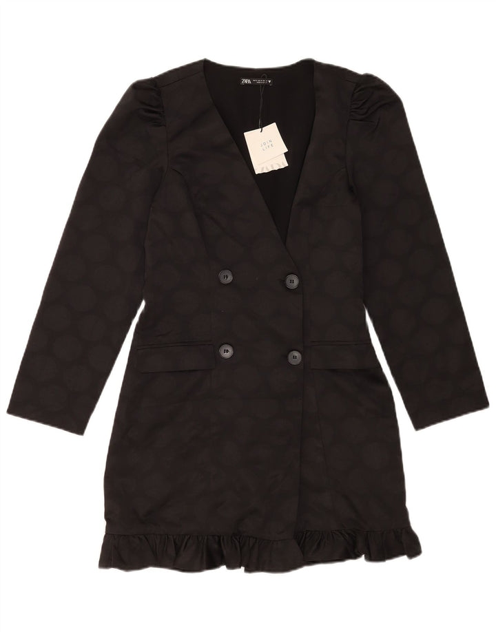 Jachetă Blazer pentru femei Zara, cu două piepturi, UK 10 Mic Negru Geometric
