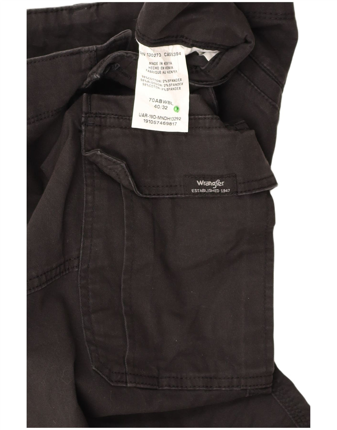 Pantaloni cargo drepti pentru bărbați WRANGLER W40 L32 bumbac negru