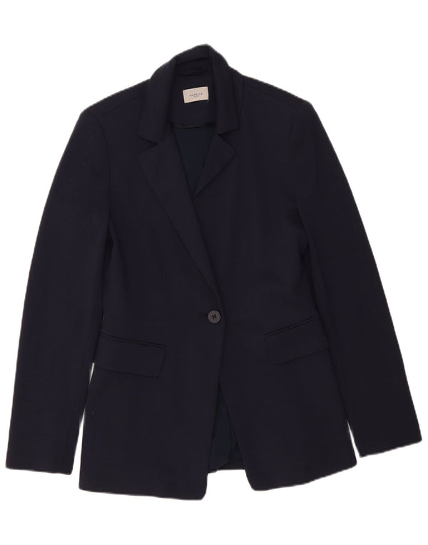 Jachetă Blazer pentru femei Marella cu 1 nasture Marea Britanie 8, mică, bleumarin, viscoză